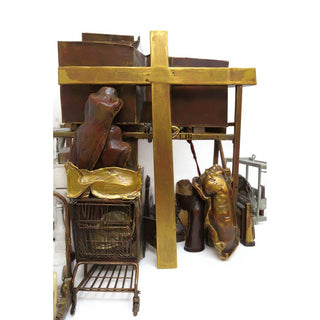 Cross with Wood Texture Wall Cross - 118-inch — Bronze finish