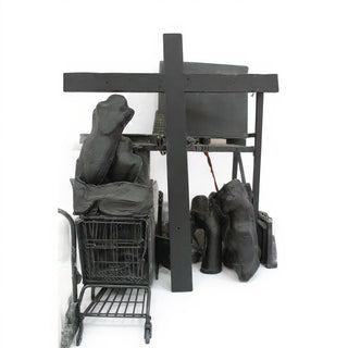 Cross with Wood Texture Wall Cross - 118-inch — Dusted Black finish