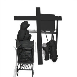 Cross with Wood Texture Wall Cross - 118-inch — Flat Black finish