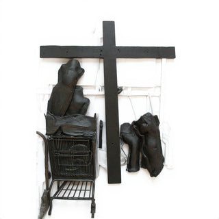 Cross with Wood Texture Wall Cross - 118-inch — Iron finish