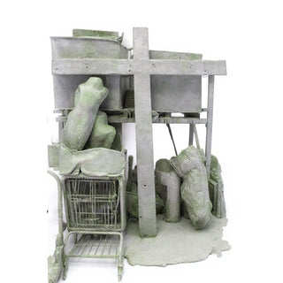 Cross with Wood Texture Wall Cross - 118-inch — Mossy Green finish