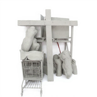Cross with Wood Texture Wall Cross - 118-inch — Old Stone finish