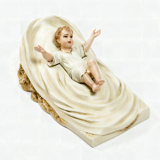 Baby Jesus In Manger Statue - 9-inch - Realistic Color - Hand-Painted