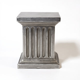 Square Fluted Column Pedestal - 16-inch — Aged Silver finish