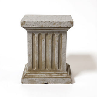 Square Fluted Column Pedestal - 16-inch — Antique Stone finish