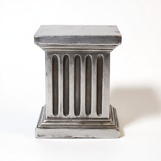 Square Fluted Column Pedestal - 16-inch — Antique Silver finish