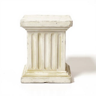 Square Fluted Column Pedestal - 16-inch — Antique White finish