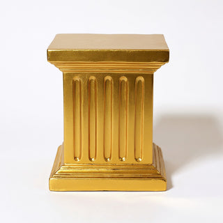 Square Fluted Column Pedestal - 16-inch — Deep Gold finish