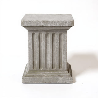 Square Fluted Column Pedestal - 16-inch — Limestone finish