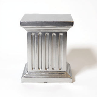 Square Fluted Column Pedestal - 16-inch — Silver finish