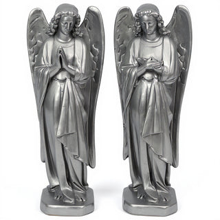 Chapel Angels Set Statue - 25-inch — Aged Silver finish