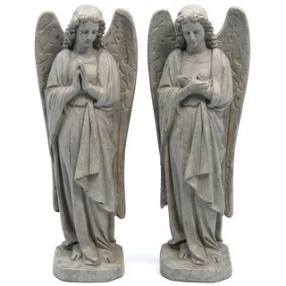 Chapel Angels Set Statue - 25-inch — Antique Stone finish