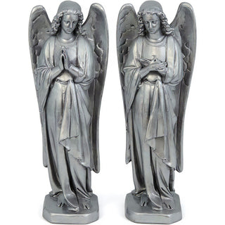 Chapel Angels Set Statue - 25-inch — Antique Silver finish