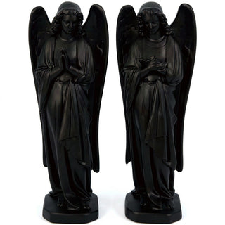 Chapel Angels Set Statue - 25-inch — Flat Black finish