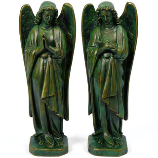 Chapel Angels Set Statue - 25-inch — Green Bronze finish