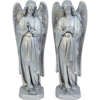 Chapel Angels Set Statue - 25-inch — Silver finish