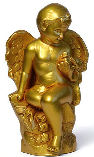 Angel Glancing At Bird Statue - 18-inch