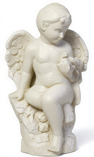 Angel Glancing At Bird Statue - 18-inch
