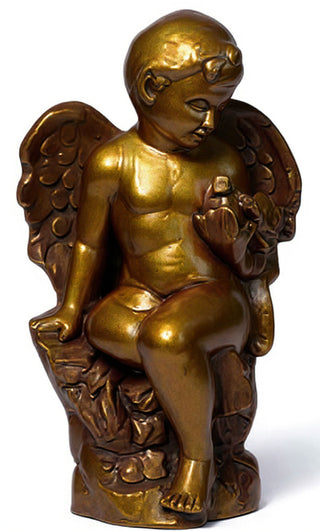 Angel Glancing At Bird Statue - 18-inch