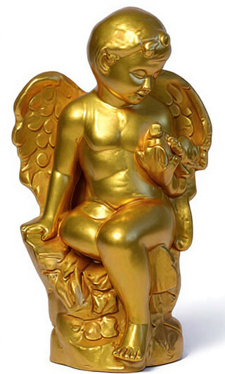 Angel Glancing At Bird Statue - 18-inch