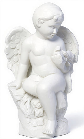 Angel Glancing At Bird Statue - 18-inch