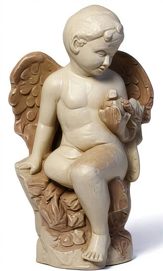 Angel Glancing At Bird Statue - 18-inch