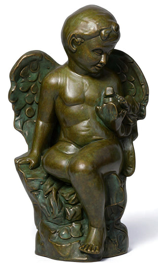Angel Glancing At Bird Statue - 18-inch
