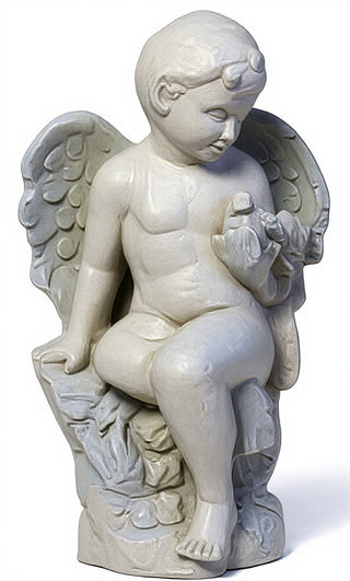 Angel Glancing At Bird Statue - 18-inch