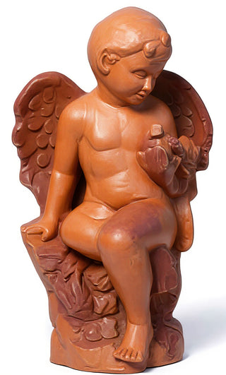 Angel Glancing At Bird Statue - 18-inch