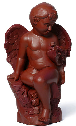 Angel Glancing At Bird Statue - 18-inch