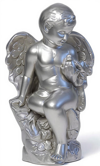 Angel Glancing At Bird Statue - 18-inch