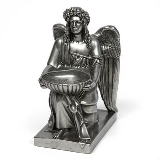 Angel With Dish Statue - 19-inch — Aged Silver finish
