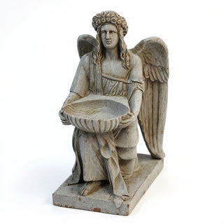 Angel With Dish Statue - 19-inch — Antique Stone finish