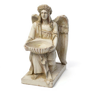 Angel With Dish Statue - 19-inch — Antique White finish