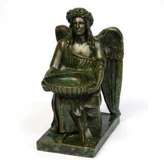Angel With Dish Statue - 19-inch — Green Bronze finish