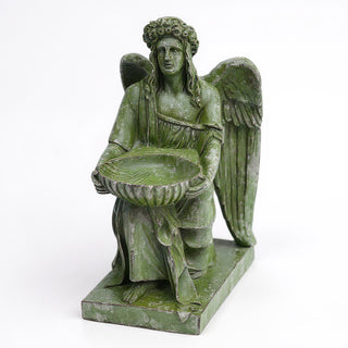 Angel With Dish Statue - 19-inch — Mossy Green finish