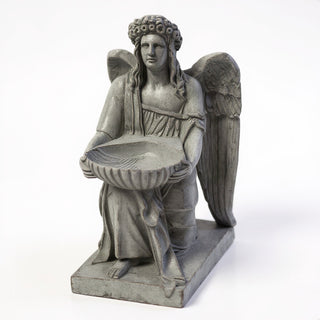 Angel With Dish Statue - 19-inch — Old Stone finish