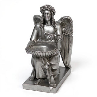 Angel with Dish Statue - 8-inch — Aged Silver finish