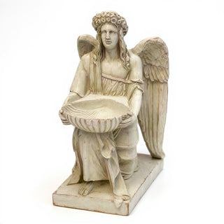 Angel with Dish Statue - 8-inch — Antique White finish