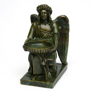 Angel with Dish Statue - 8-inch — Green Bronze finish