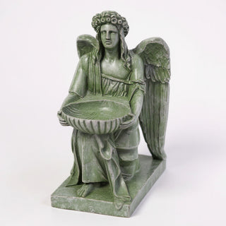 Angel with Dish Statue - 8-inch — Mossy Green finish