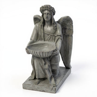 Angel with Dish Statue - 8-inch — Old Stone finish