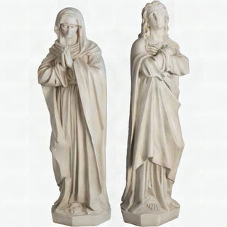 Crucifix showing Christ on the cross flanked by the Blessed Mother and John the Apostle, hand-painted in realistic colour.