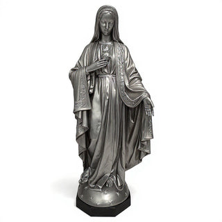 Mary with One Hand Outstretched Statue - 65-inch — Aged Silver finish