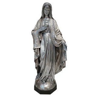 Mary with One Hand Outstretched Statue - 65-inch — Antique Silver finish