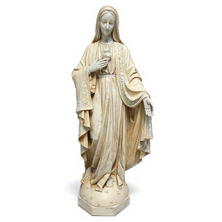 Mary with One Hand Outstretched Statue - 65-inch — Antique White finish