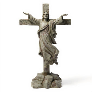 Risen Christ Cross - 49-inch — Antique Stone finish