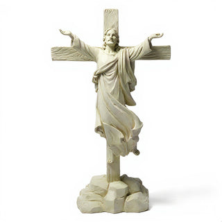 Risen Christ Cross - 49-inch — Antique White finish