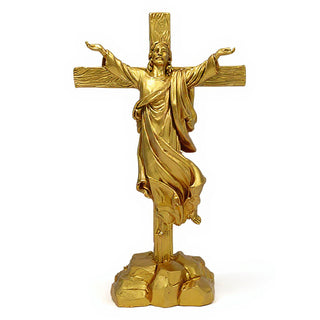 Risen Christ Cross - 49-inch — Deep Gold finish