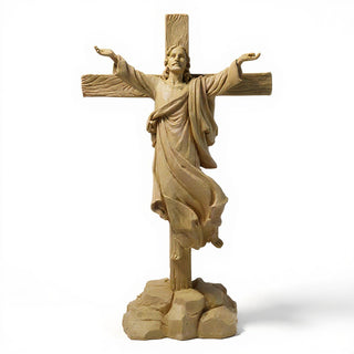 Risen Christ Cross - 49-inch — Dusted Sand finish